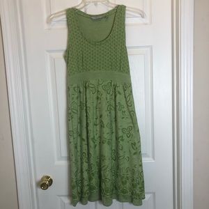 Athleta Vyasa Green Leaf Tiger Lily Sleeveless Dress  Size M